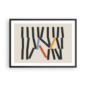 Affiche dans un cadre noir - Poster - Composition abstraite avec des rectangles colorés et noirs - 70x50cm - Dominos – composition - Décoration murale moderne pour le salon et la chambre ARTTOR