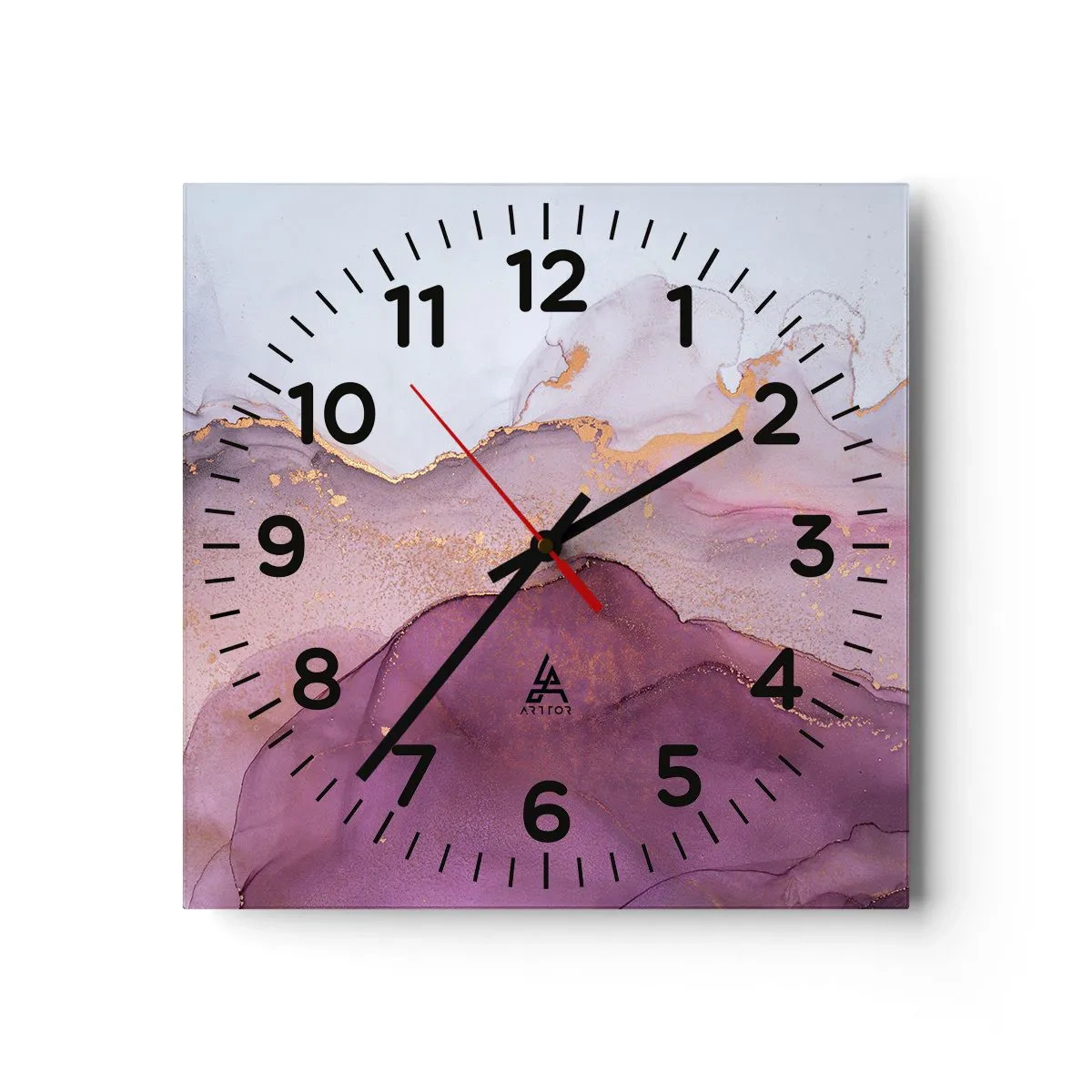 Horloge murale - Pendule murale - Vagues lilas et violettes - 40x40 cm