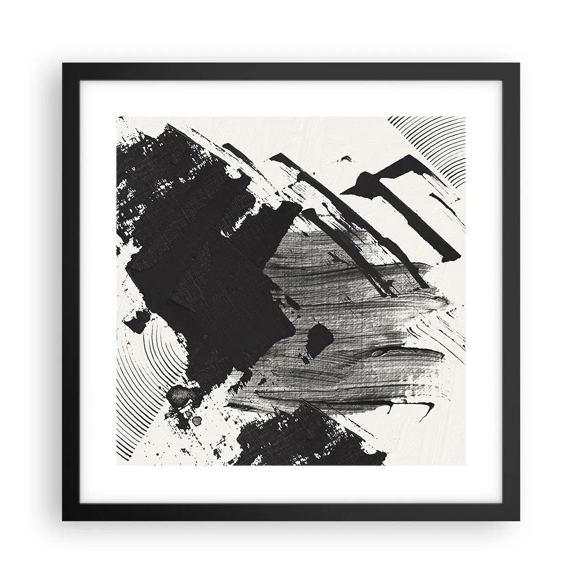 Affiche dans un cadre noir - Poster - Abstraction – expression du noir - 40x40 cm