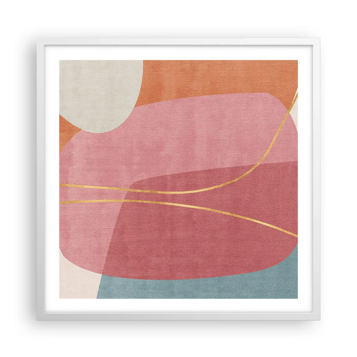 Affiche dans un cadre blanc - Poster - Composition pastel au fil d'or - 60x60 cm