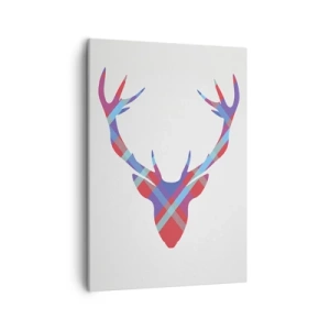 Impression sur toile - Image sur toile - Image géométrique d'un cerf sur fond clair - 50x70cm - Cerf écossais - Décoration murale moderne pour le salon et la chambre ARTTOR