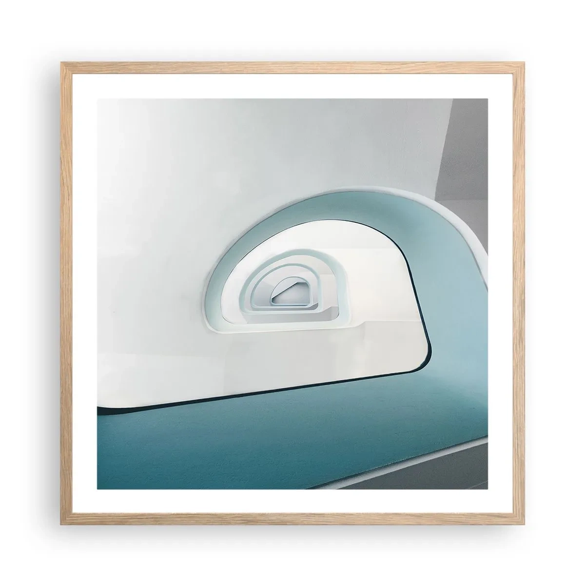 Affiche dans un chêne clair - Poster - Au profondeur du bleu - 60x60 cm