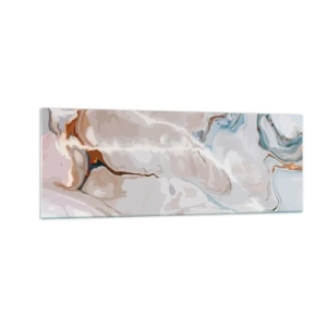 Impression sur verre - Image sur verre - Motif abstrait dans les tons de blanc et de bleu - 140x50cm - Le bleu serpente sous le blanc - Décoration murale moderne pour le salon et la chambre ARTTOR