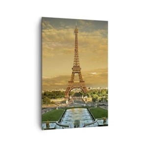 Impression sur toile - Image sur toile - La Tour Eiffel à Paris au coucher du soleil - 80x120cm - La reine de Paris - Décoration murale moderne pour le salon et la chambre ARTTOR