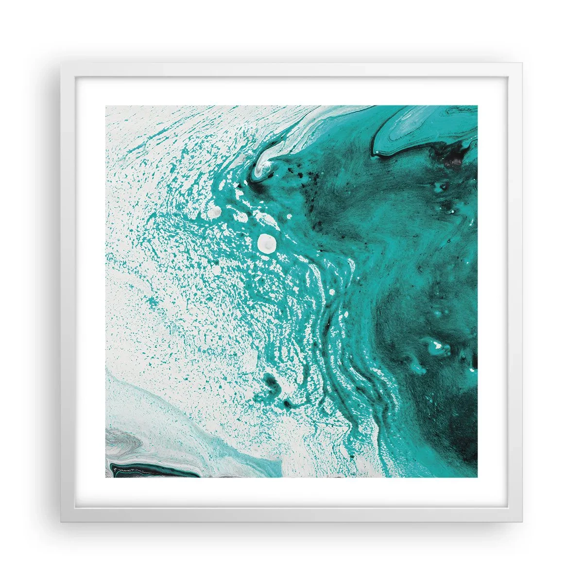 Affiche dans un cadre blanc - Poster - Se fondre dans le bleu et le turquoise - 50x50 cm