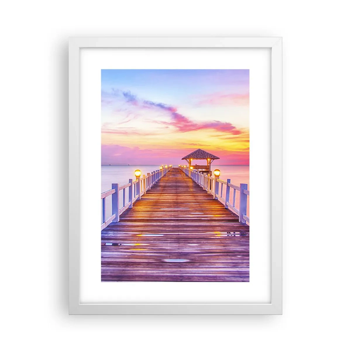 Affiche dans un cadre blanc - Poster - Le silence lilas-doré du soir - 30x40 cm