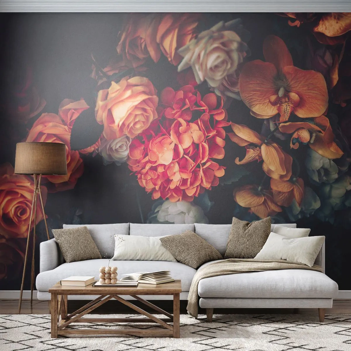 Papier Peint Photo Premium Canvas - Comme chez les maîtres hollandais - Bouquet de fleurs, Fleurs, Des roses - 300x210 cm