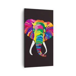 Impression sur toile - Image sur toile - L'éléphant qui aimait se baigner dans un arc-en-ciel - 55x100 cm