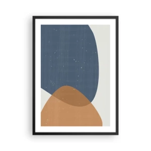 Affiche dans un cadre noir - Poster - Géométrie dans les tons de bleu et de beige - 50x70cm - Ovales et influences - Décoration murale moderne pour le salon et la chambre ARTTOR