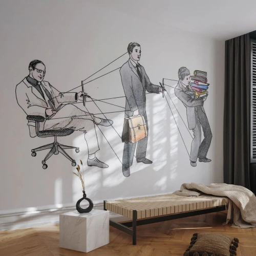 Papier peint sur mesure Premium Sand - Chacun a son maître - Abstraction, Homme, Travail