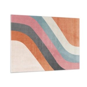 Impression sur verre - Image sur verre - Rayures diagonales colorées sur fond clair - 70x50cm - Composition diagonale – mouvement - Décoration murale moderne pour le salon et la chambre ARTTOR