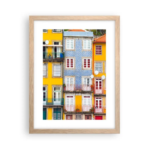 Affiche dans un chêne clair - Poster - Couleurs de vieille ville - 30x40 cm