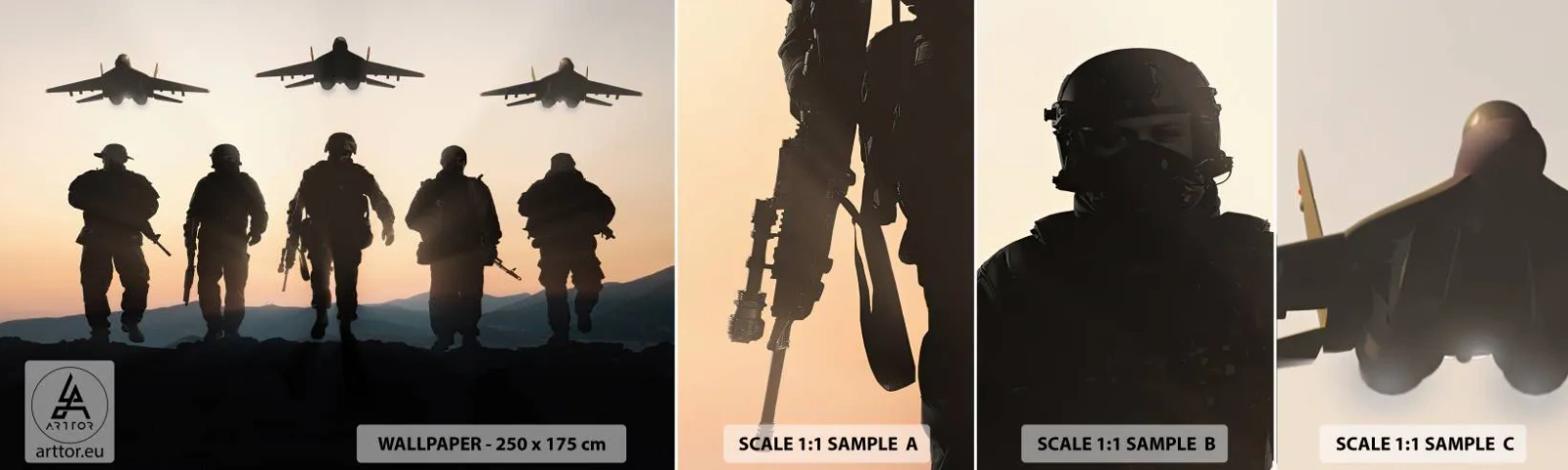 Échantillon de Papier Peint Autocollant Deluxe Sticker - Bienvenue dans notre monde - Militaire, Armée, Soldats - 100x30 cm