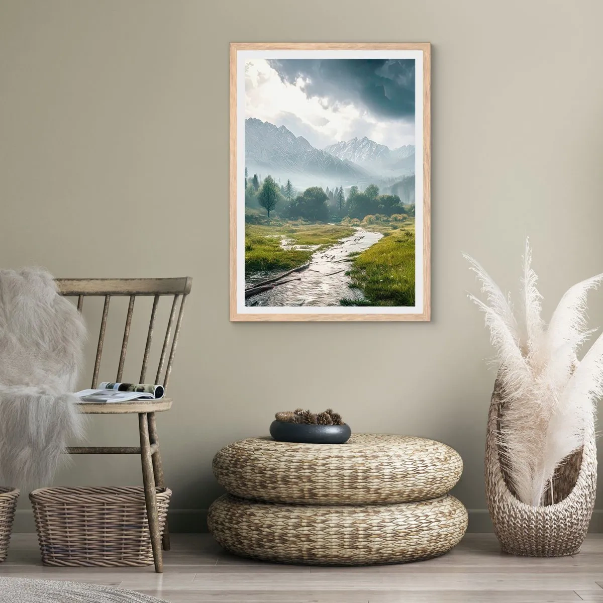 Affiche dans un chêne clair - Poster - Aller et retour - 30x40 cm