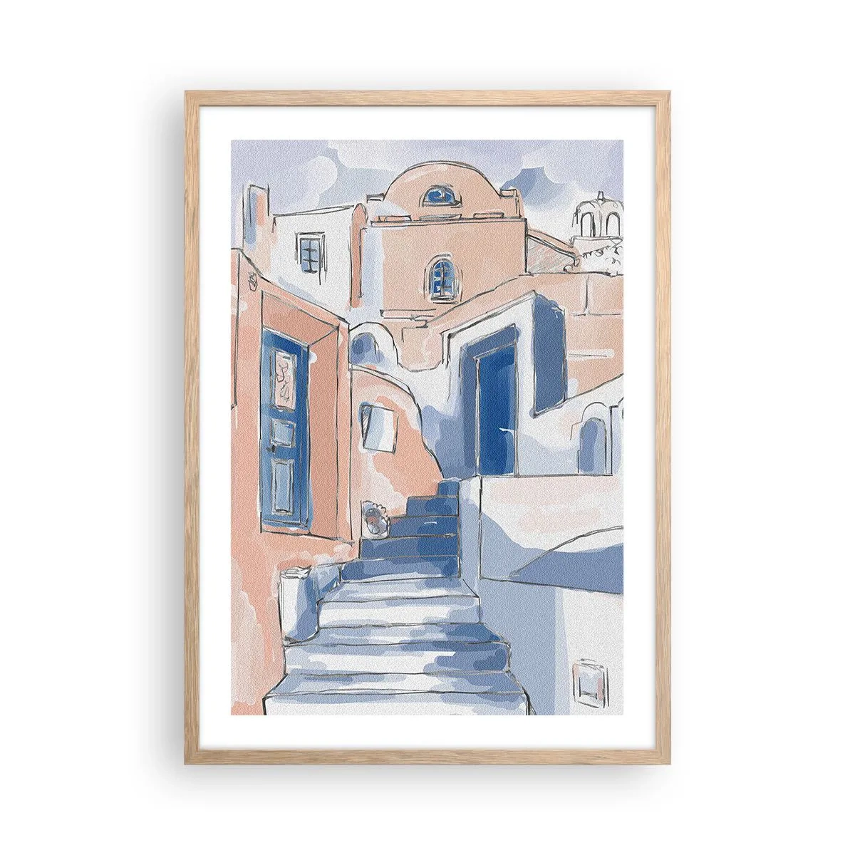 Affiche dans un chêne clair - Poster - Ville exotique - 50x70 cm