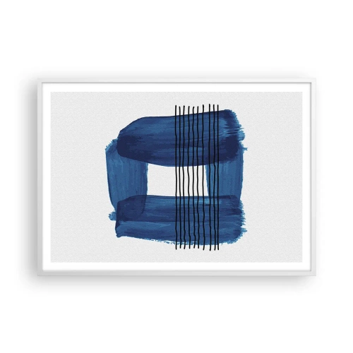 Affiche dans un cadre blanc - Poster - Composition noire-bleue - 100x70 cm