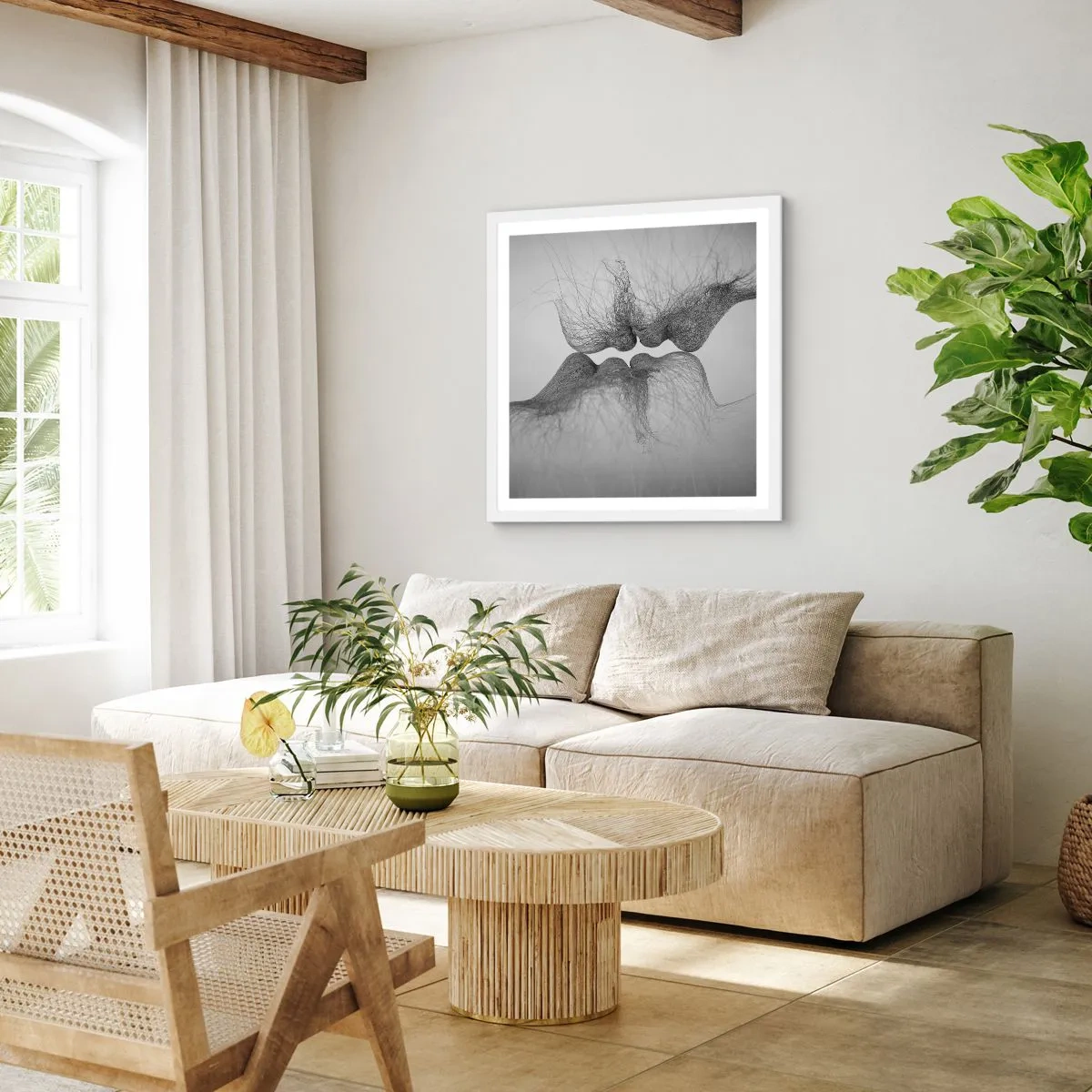 Affiche dans un cadre blanc - Poster - La bise du vent - 40x40 cm