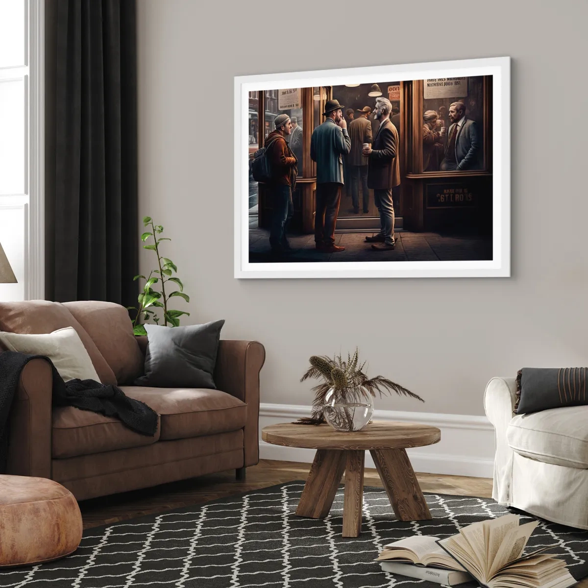 Affiche dans un cadre blanc - Poster - Bon moment de la journée - 91x61 cm