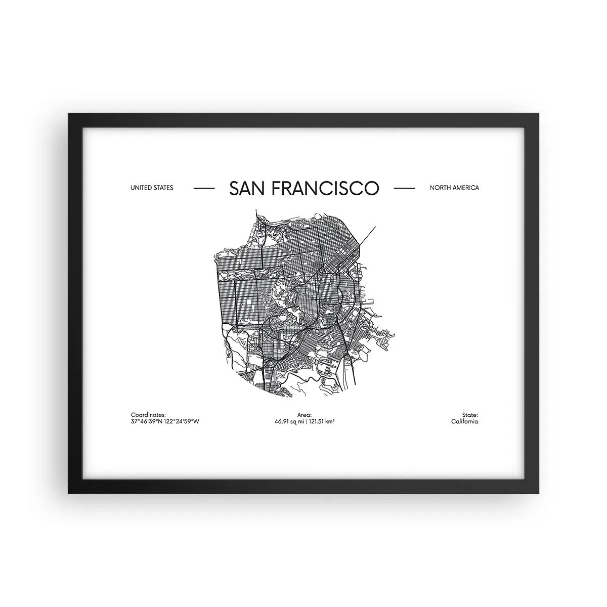 Affiche dans un cadre noir - Poster - Anatomie de San Fransisco - 50x40 cm