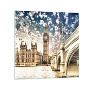 Impression sur verre - Image sur verre - Nuages ​​de plumes au-dessus de la Tamise - 60x60 cm
