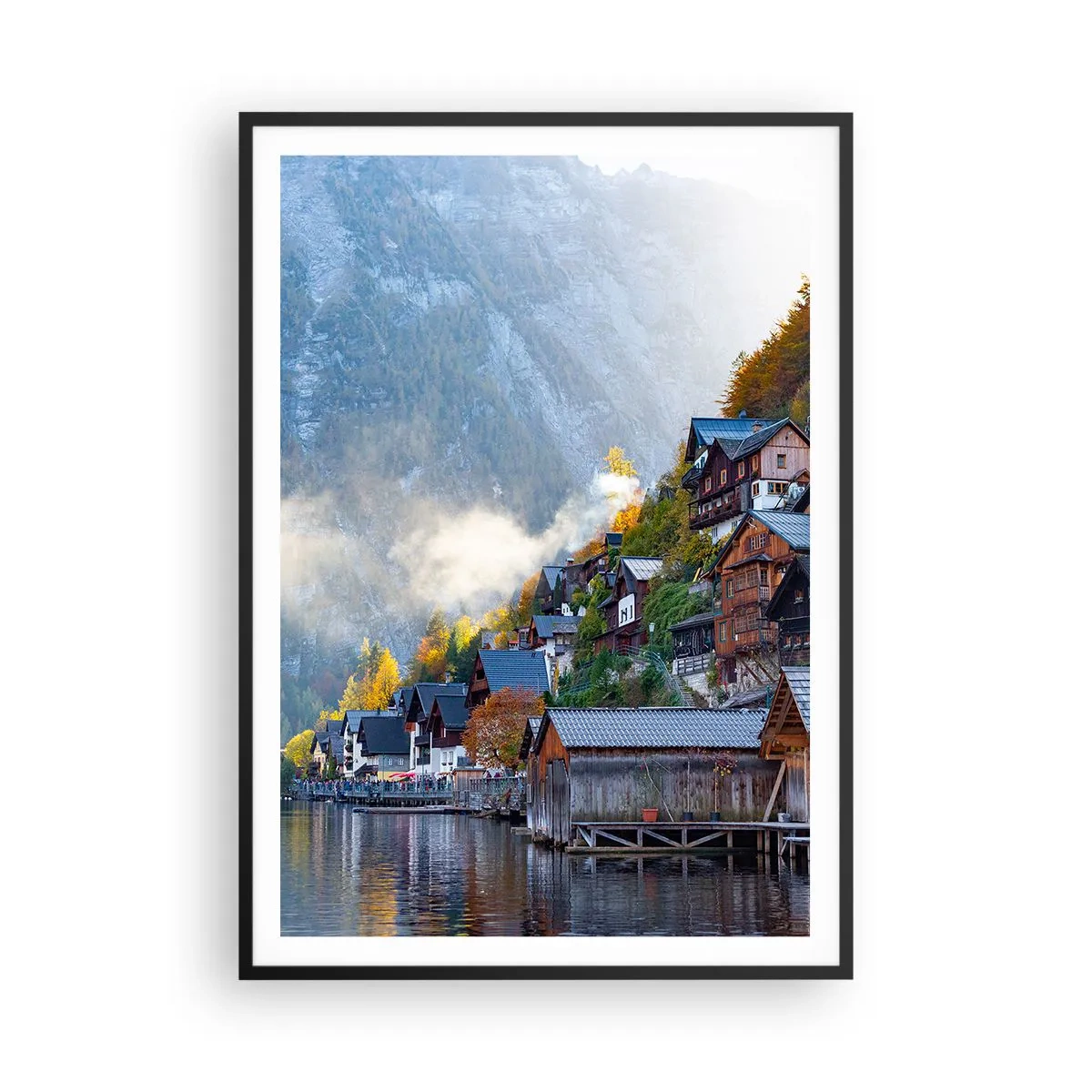 Affiche dans un cadre noir - Poster - Ambiance alpine - 70x100 cm