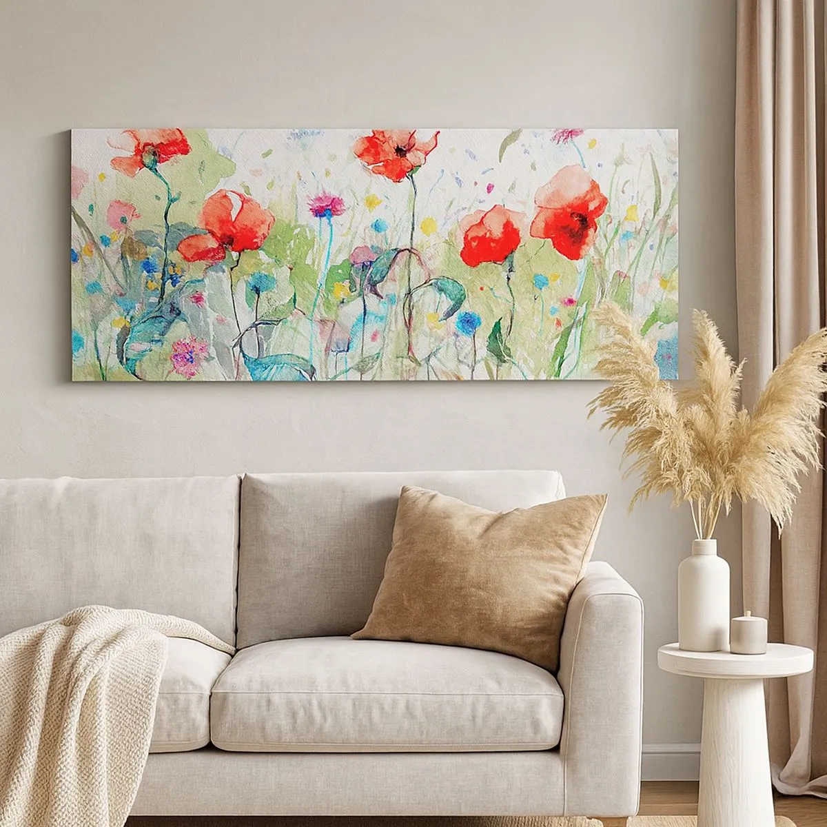Impression sur toile - Image sur toile - Prairie de fleurs en mai - 100x40 cm