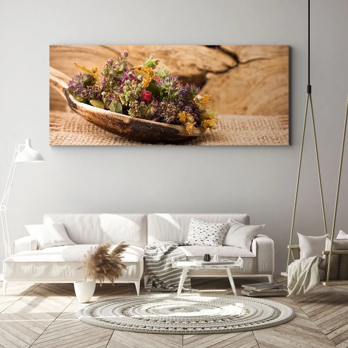 Impression sur toile - Image sur toile - Fleurs colorées et herbes parfumées - 100x40 cm