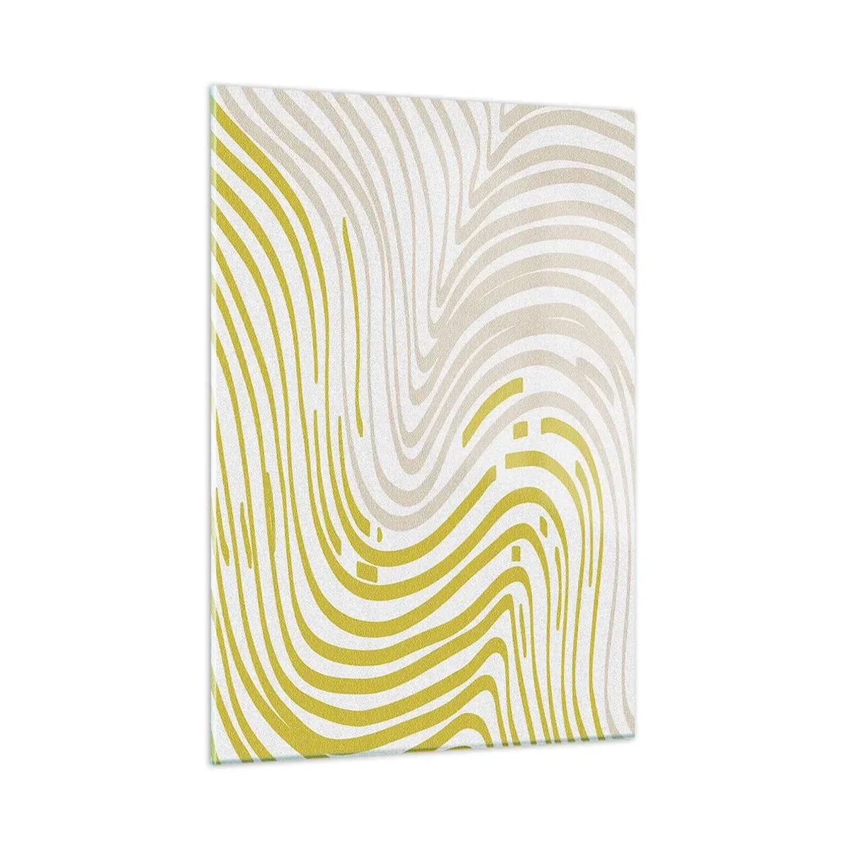 Impression sur verre - Image sur verre - Lignes organiques dans les tons beige et citron vert sur fond blanc - 50x70cm - Une composition au léger virage - Décoration murale moderne pour le salon et la chambre ARTTOR