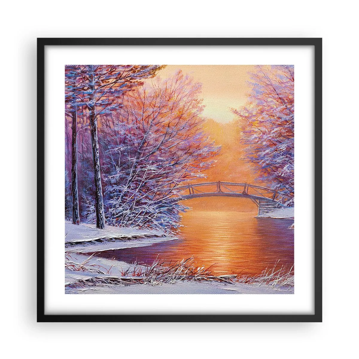 Affiche dans un cadre noir - Poster - On se rencontre ici - 50x50 cm