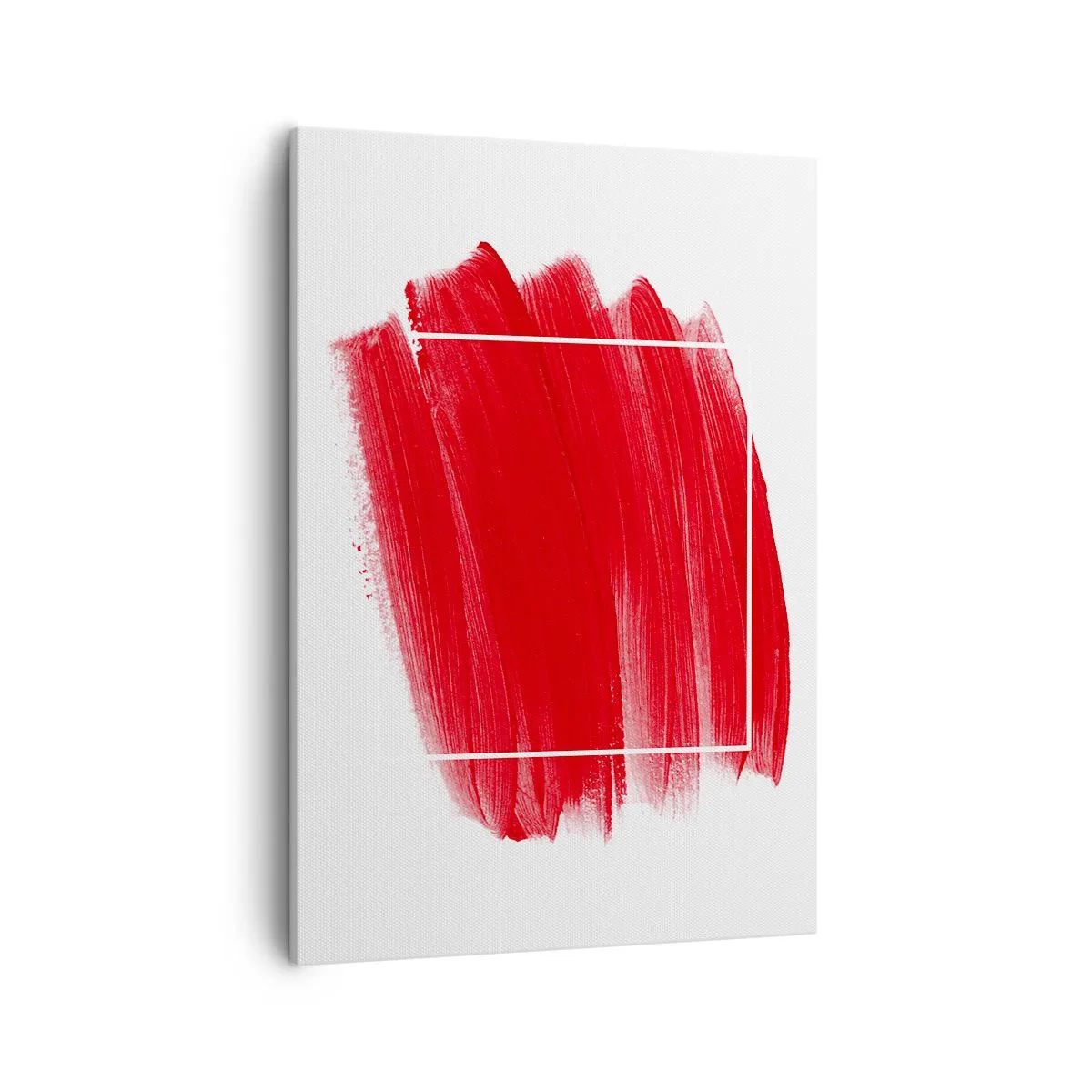Impression sur toile - Image sur toile - Coup de pinceau rouge avec bordure blanche - 50x70cm - En dehors du cadre - Décoration murale moderne pour le salon et la chambre ARTTOR