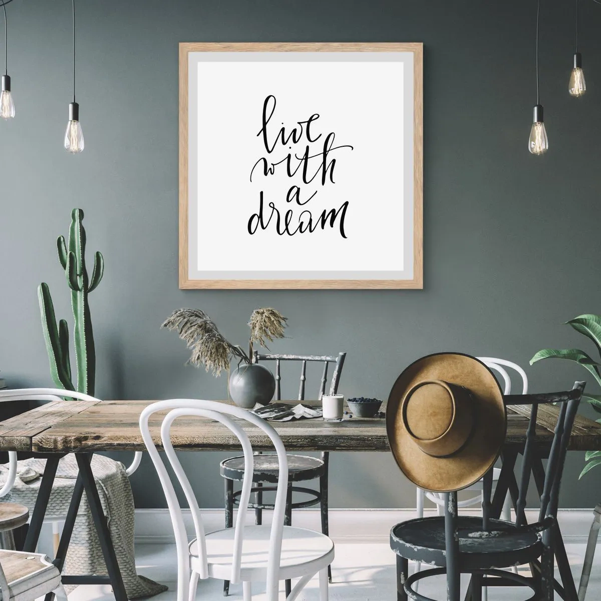 Affiche dans un chêne clair - Poster - Bien sur - 60x60 cm