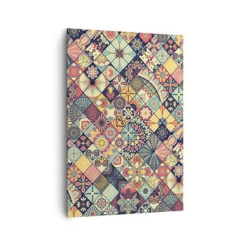 Impression sur toile - Image sur toile - Motifs géométriques colorés inspirés du style marocain - 70x100cm - Ambiance marocaine - Décoration murale moderne pour le salon et la chambre ARTTOR