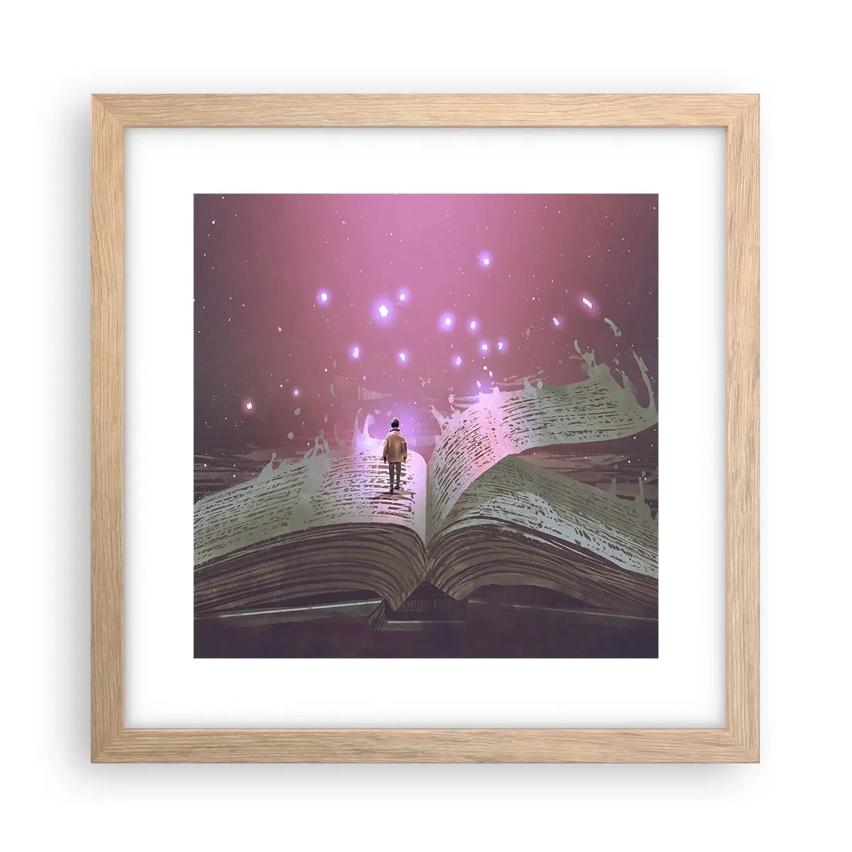 Affiche dans un chêne clair - Poster - Invitation à un autre monde - lisez ! - 30x30 cm