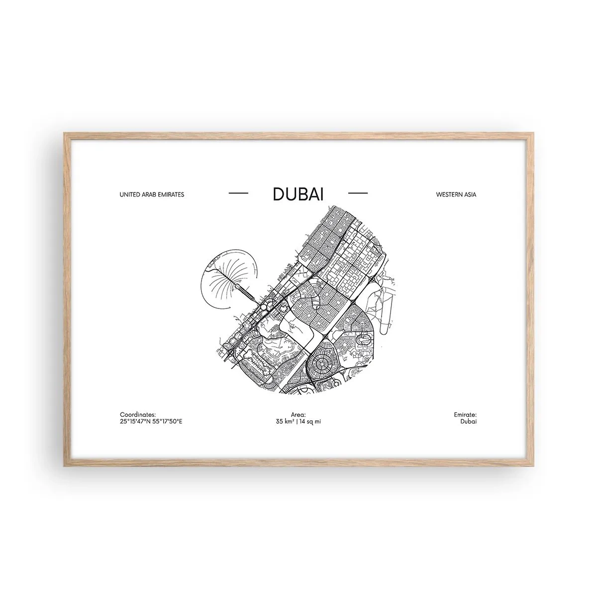 Affiche dans un chêne clair - Poster - Anatomie de Dubaï - 100x70 cm