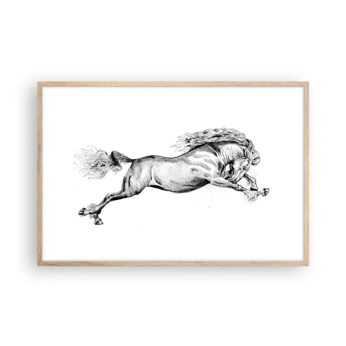 Affiche dans un chêne clair - Poster - Immortalisé au galop - 91x61 cm