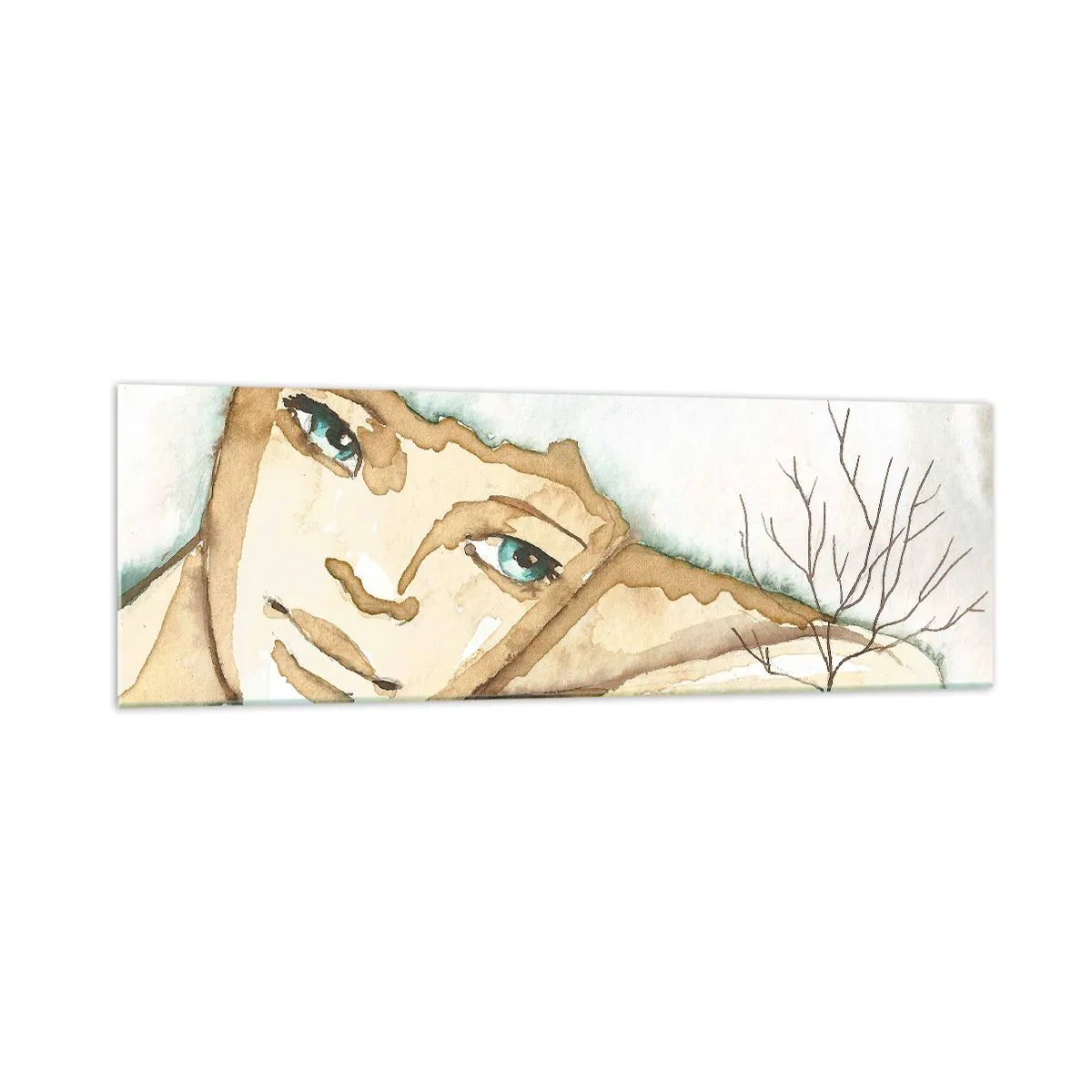 Impression sur verre - Image sur verre - Portrait artistique d'une femme aux couleurs pastel - 160x50cm - L'arbre de la poésie naît du silence - Décoration murale moderne pour le salon et la chambre ARTTOR