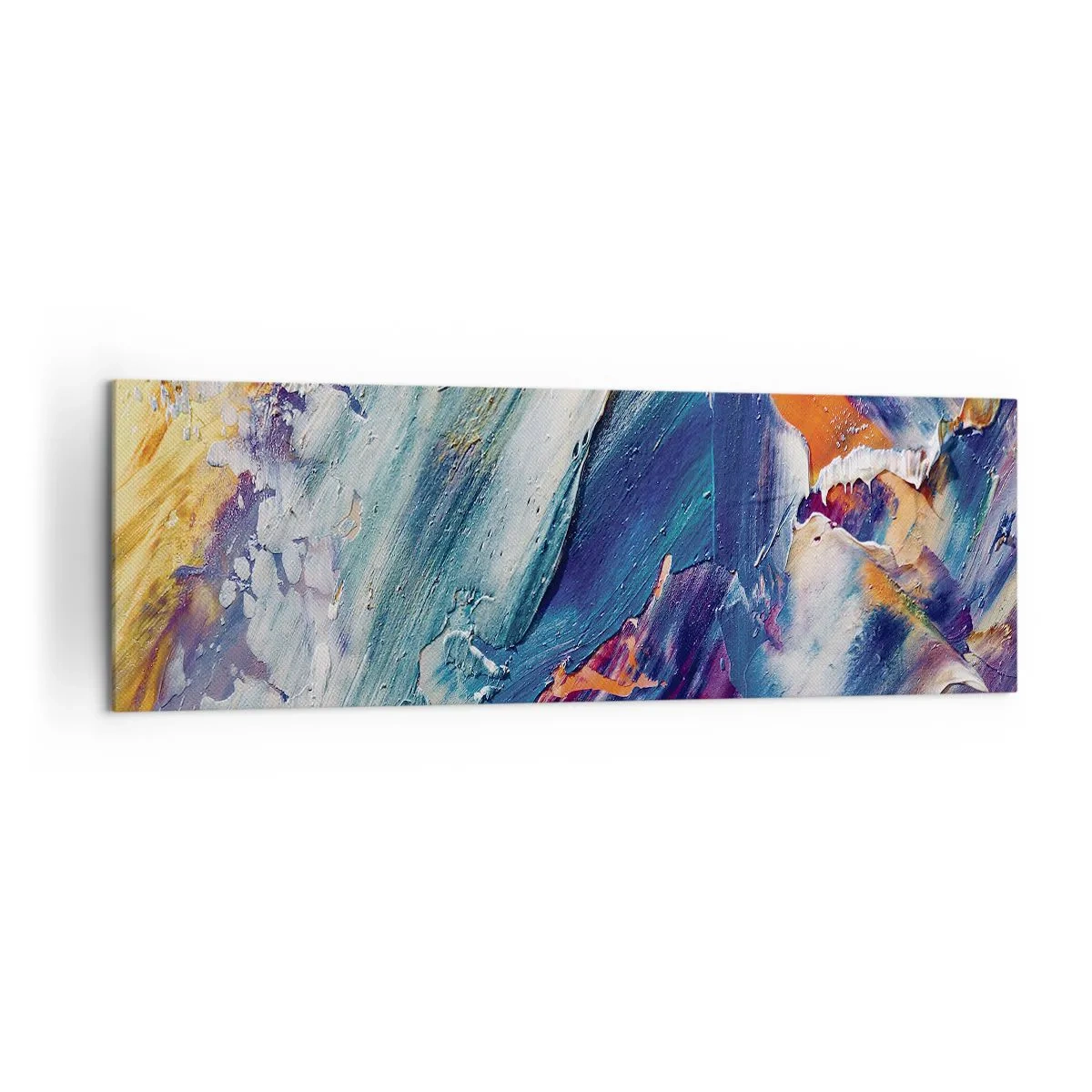 Impression sur toile - Image sur toile - Abstraction colorée avec texture de peinture acrylique - 160x50cm - Confusion des couleurs - Décoration murale moderne pour le salon et la chambre ARTTOR