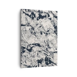 Impression sur toile - Image sur toile - Composition abstraite en noir et blanc avec une mise en page dynamique - 70x100cm - Interpénétration des contraires - Décoration murale moderne pour le salon et la chambre ARTTOR