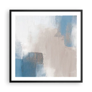 Affiche dans un cadre noir - Poster - Abstraction rose derrière un rideau de bleu - 60x60 cm
