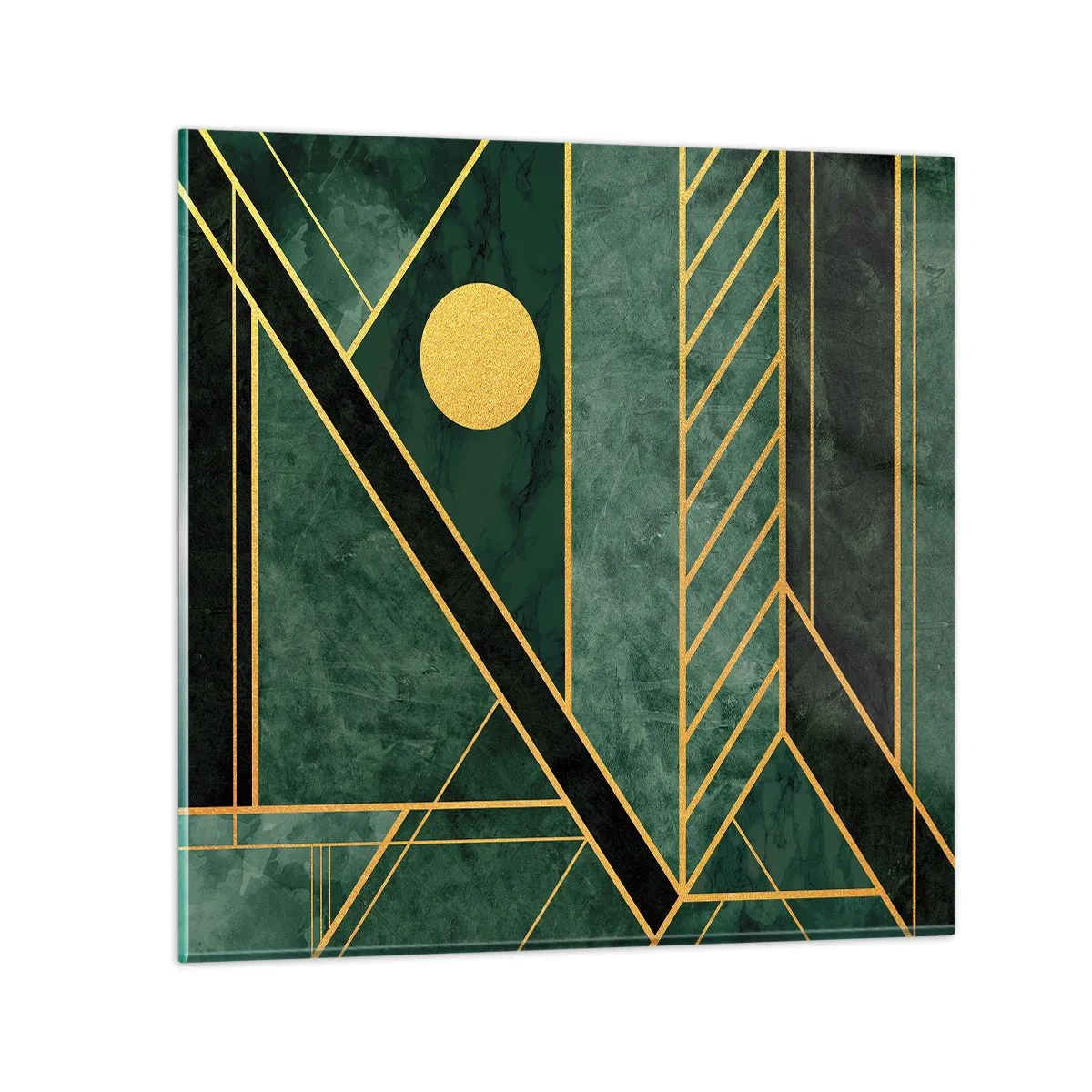 Impression sur verre - Image sur verre - Dynamique or et azur - 60x60 cm