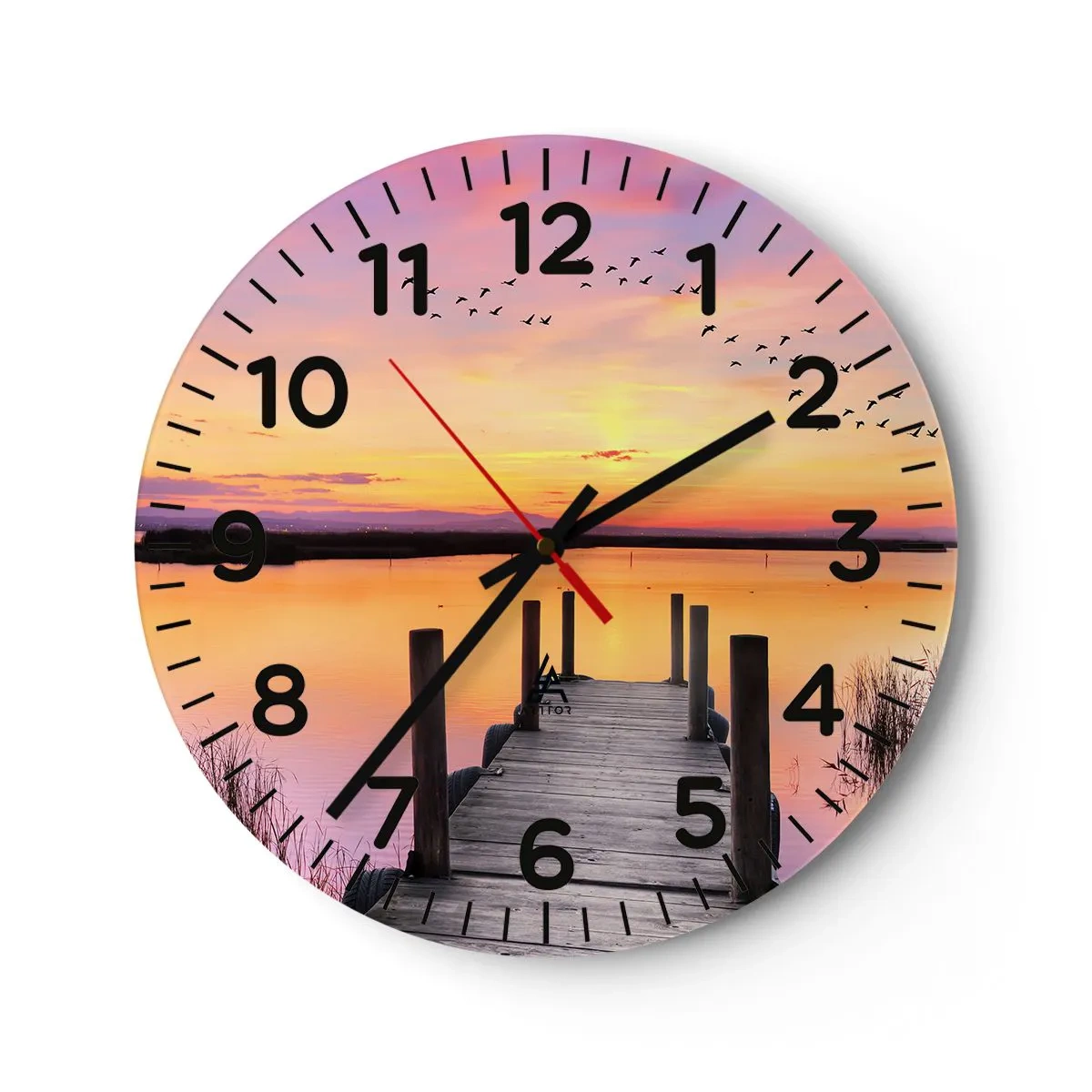 Horloge murale - Pendule murale - Aube silencieuse violette - 30x30 cm