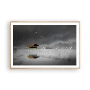 Affiche dans un chêne clair - Poster - A l'abri de la pluie - 91x61 cm