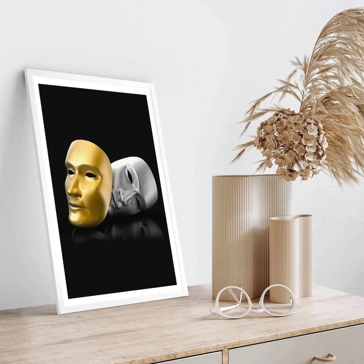 Affiche dans un cadre blanc - Poster - La vie est un théâtre - 50x70 cm