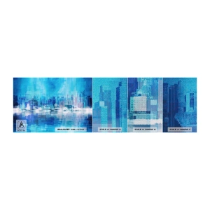 Échantillon de Papier Peint Premium Canvas - Noyé dans le bleu - Abstraction, Ville, Architecture - 100x30 cm