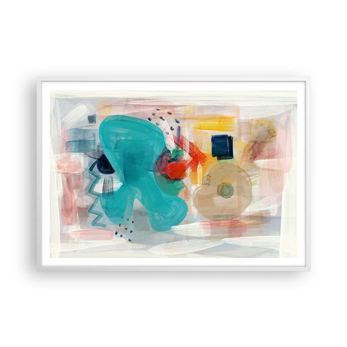 Affiche dans un cadre blanc - Poster - Jeu de couleurs - 100x70 cm