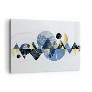 Impression sur toile - Image sur toile - Motifs géométriques abstraits avec des motifs de montagne - 100x70cm - Paysage géométrique - Décoration murale moderne pour le salon et la chambre ARTTOR