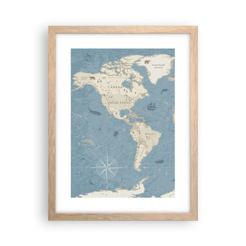 Affiche dans un chêne clair - Poster - Le monde à porter de main - 30x40 cm