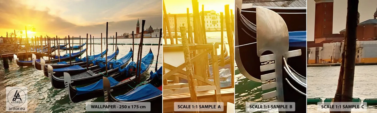 Échantillon de Papier Peint Autocollant Deluxe Sticker - Avant que le vacarme n'arrive - Venise, Ville, Architecture - 100x30 cm