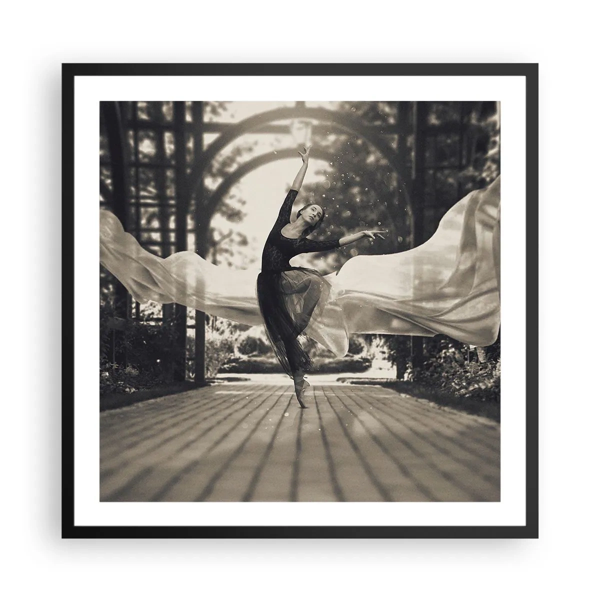 Affiche dans un cadre noir - Poster - La danse de l'esprit jardin - 60x60 cm