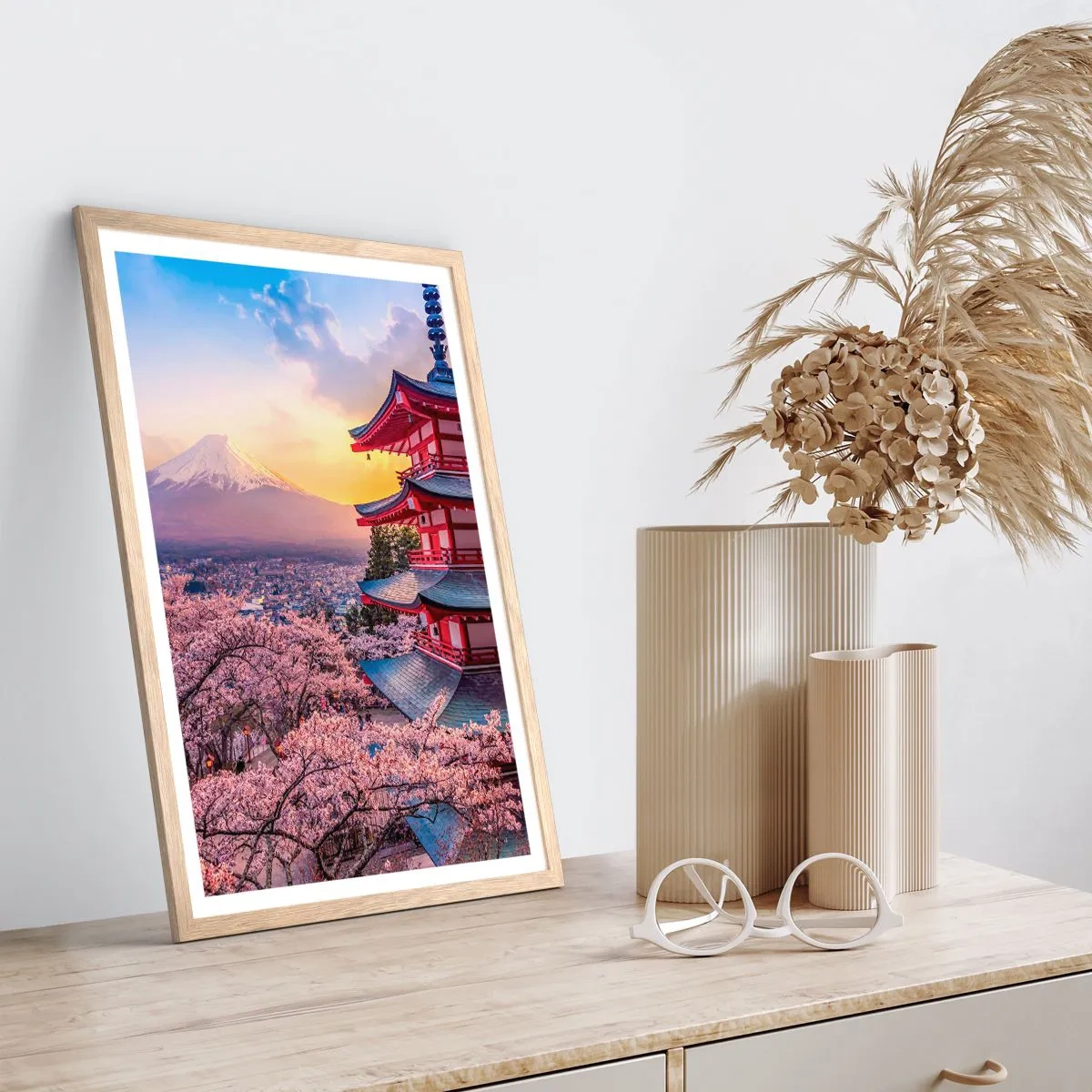 Affiche dans un chêne clair - Poster - Essence d'âme japonnaise - 50x70 cm